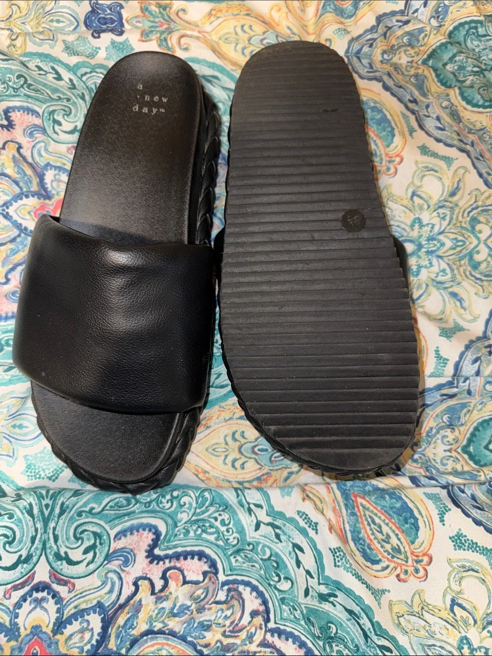 a new day Black Padded Slide Sandal with Wide Strap - Picture 5 of 5